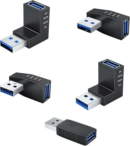 5 قطع محولات بزاوية USB3.0 تتميز بمتانة معدنية من مادة PVC للاعتماد عليها في الأجهزة الإلكترونية المتعددة، محول USB لأجهزة الكمبيوتر المحمول in Kuwait
