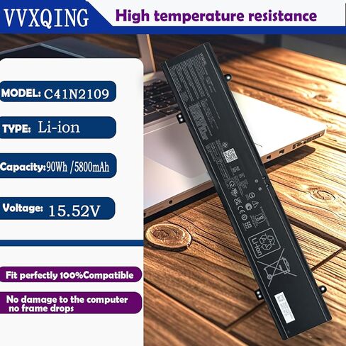 C41N2109 90Wh استبدال بطارية الكمبيوتر المحمول ASUS Zephyrus M16 GU604VI GU604VY GU604VZ ROG Flow X16 GV601 Strix G16 G614J Strix G18 G814J Strix Scar 16 G634J Strix Scar 18 G834J series 17m-ae0xx in Kuwait