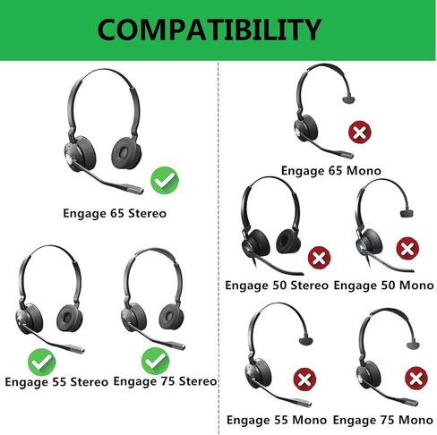 وسائد أذن بديلة لسماعات Jabra Engage 55/65/75 (إصدار ستيريو). in Kuwait
