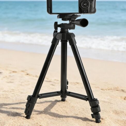 حامل ثلاثي احترافي لكاميرا حديدية مقاس 47 بوصة متوافق مع كاميرات Canon وNikon وSony وSamsung وOlympus وPanasonic وPentax DSLR وكاميرات الفيديو (أسود) in Kuwait
