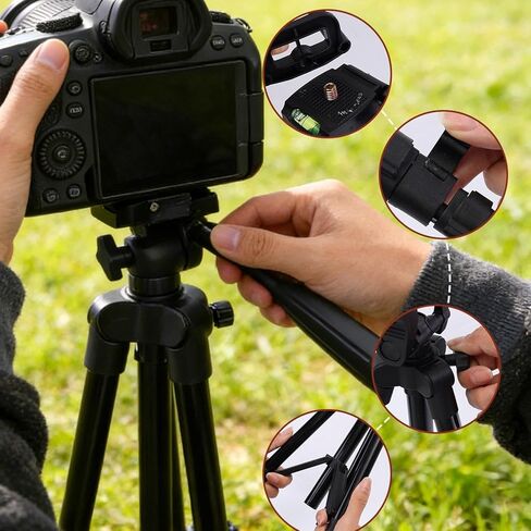 حامل ثلاثي احترافي لكاميرا حديدية مقاس 47 بوصة متوافق مع كاميرات Canon وNikon وSony وSamsung وOlympus وPanasonic وPentax DSLR وكاميرات الفيديو (أسود) in Kuwait