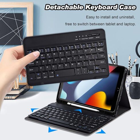 DEGDFSGR for Samsung Galaxy Tab A8 10.5 Case with Keyboard, Detachable Wireless Keyboard Magnetic Closure Protective Cover Case for Samsung Tab A8 2022[SM-X200 X205 X207], Alphabet Butterfly Floral in Kuwait