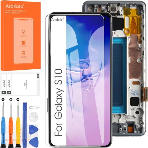 【أداء عالي التكلفة】 غير أصلي لمجموعة شاشة بديلة Samsung Galaxy S10 مقاس 6.1 بوصة شاشة صلبة مغلفة IPS | إطار مثبت مسبقًا | يتضمن أدوات إصلاح (بدون وظيفة بصمة الإصبع) in Kuwait