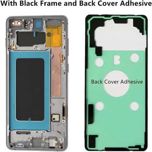 شاشة AMOLED أصلية 6.4 بوصة لهاتف Samsung Galaxy S10 Plus استبدال الشاشة OEM S10Plus SM-G975U SM-G975U1 مجموعة محول رقمي لشاشة تعمل باللمس (مع إطار أسود + غطاء خلفي لاصق + أدوات) in Kuwait