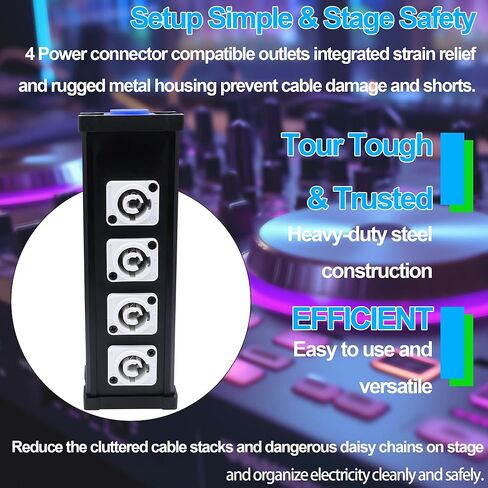 PowerCon 1 Input to PowerCon 4 Output Splitter Adapter 4 Channel 3-Pin Female to Female Connector for LED Screen Stage Light Audio Video Equipment and More in Kuwait