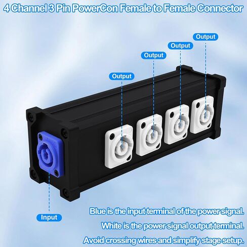 PowerCon 1 Input to PowerCon 4 Output Splitter Adapter 4 Channel 3-Pin Female to Female Connector for LED Screen Stage Light Audio Video Equipment and More in Kuwait
