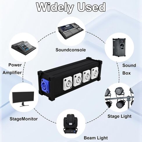 PowerCon 1 Input to PowerCon 4 Output Splitter Adapter 4 Channel 3-Pin Female to Female Connector for LED Screen Stage Light Audio Video Equipment and More in Kuwait