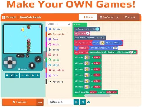 BrainPad Arcade، إنشاء ألعاب باستخدام Microsoft MakeCode Arcade، باستخدام متصفح الويب in Kuwait