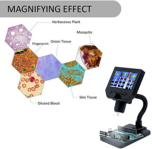 Microscope Accessories Kit G600 Portable LCD Digital Microscope with High Brightness 8 LEDs Microscope Slides in Kuwait