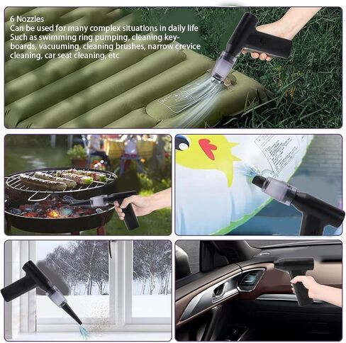Luqeeg Electric Air Duster, Efficient 6 Connectors Compressed Cordless Hand Blower, Keyboard Cleaner | Cleaning Tools | Dust Cleaner for Cleaning Keyboards Cameras Air Beds Boats in Kuwait