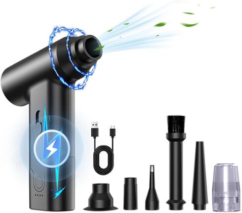 Luqeeg Electric Air Duster, Efficient 6 Connectors Compressed Cordless Hand Blower, Keyboard Cleaner | Cleaning Tools | Dust Cleaner for Cleaning Keyboards Cameras Air Beds Boats in Kuwait