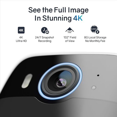 4K Security Camera Wireless Outdoor, Cameras for Home Security with Adjustable Solar Panel, AI Motion Detection, 24/7 Snapshot Recording, Color Night Vision, 2.4GHz WiFi, No Monthly Fee in Kuwait