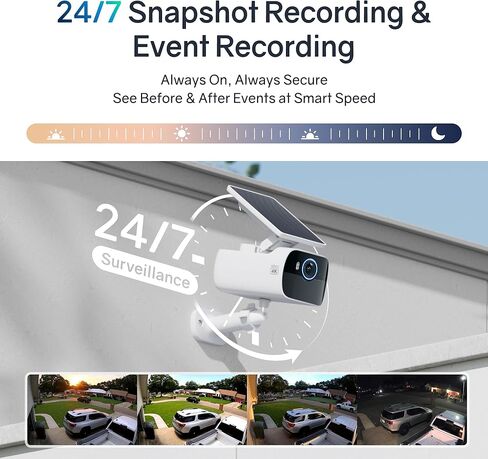 4K Security Camera Wireless Outdoor, Cameras for Home Security with Adjustable Solar Panel, AI Motion Detection, 24/7 Snapshot Recording, Color Night Vision, 2.4GHz WiFi, No Monthly Fee in Kuwait