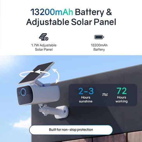 4K Security Camera Wireless Outdoor, Cameras for Home Security with Adjustable Solar Panel, AI Motion Detection, 24/7 Snapshot Recording, Color Night Vision, 2.4GHz WiFi, No Monthly Fee in Kuwait