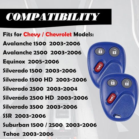 MechanMagic Keyless Entry Remote Control Key Fob Replacement Fits for GMC Sierra 1500 2500 HD Yukon XL 1500 Chevy Silverado 1500 Suburban Tahoe Hummer H2 Pontiac Torrent Saturn Vue 2003-2006 LHJ011 in Kuwait