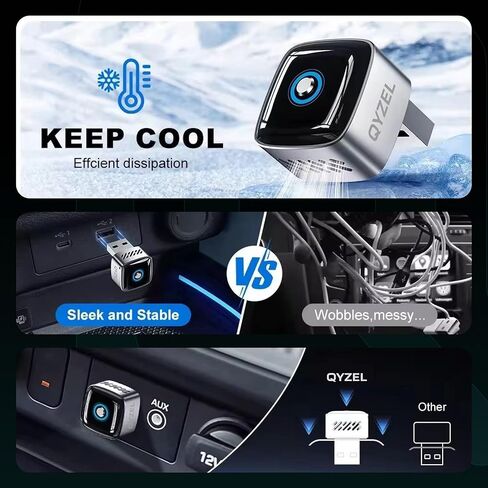 محول AX1 CarPlay اللاسلكي وAndroid Auto لسيارات CarPlay السلكية في المصنع - زر تشغيل/إيقاف، مفتاح الجهاز، اتصال سريع، إعادة الاتصال التلقائي، التوصيل والتشغيل in Kuwait