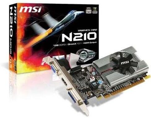 بطاقة فيديو MSI GeForce 210 1GB 64 بت (N210-MD1G/D3) DDR3 PCI Express 2.0 x16 HDCP جاهزة للملف الشخصي المنخفض in Kuwait