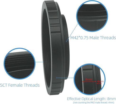 Astronomical Telescope Adapters Ring, Aluminum Alloy Adapters Astronomical Female Thread to M42 X 0.75 T2 Male Thread Telescope Adapters Converter Other Accessories in Kuwait