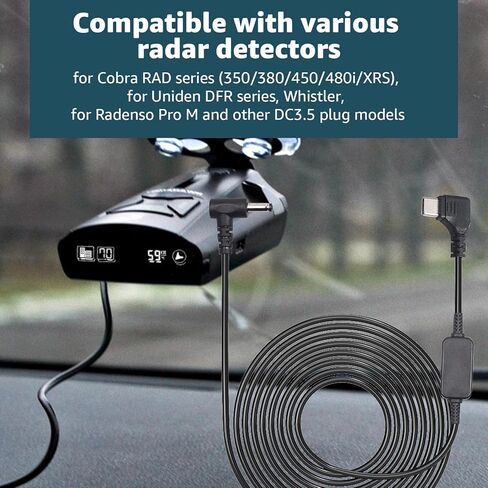 كابل طاقة كاشف الرادار USB-C إلى DC3.5، متوافق مع أجهزة الكشف عن الرادار Cobra RAD 480i,350,380,Uniden DFR1,DFR3,DFR5,Whistler & Radenso in Kuwait