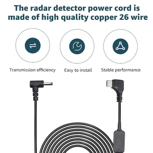 كابل طاقة كاشف الرادار USB-C إلى DC3.5، متوافق مع أجهزة الكشف عن الرادار Cobra RAD 480i,350,380,Uniden DFR1,DFR3,DFR5,Whistler & Radenso in Kuwait