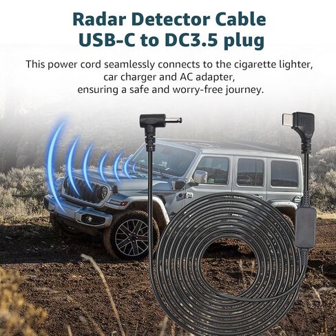 كابل طاقة كاشف الرادار USB-C إلى DC3.5، متوافق مع أجهزة الكشف عن الرادار Cobra RAD 480i,350,380,Uniden DFR1,DFR3,DFR5,Whistler & Radenso in Kuwait