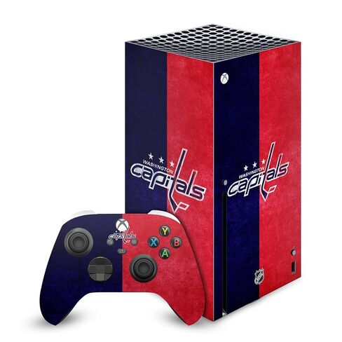 تصميمات حافظة الرأس مرخصة رسميًا من NHL Half Distressed Washington Capitals غطاء ملصق من الفينيل للألعاب متوافق مع وحدة تحكم Xbox Series X وحزمة وحدة التحكم in Kuwait