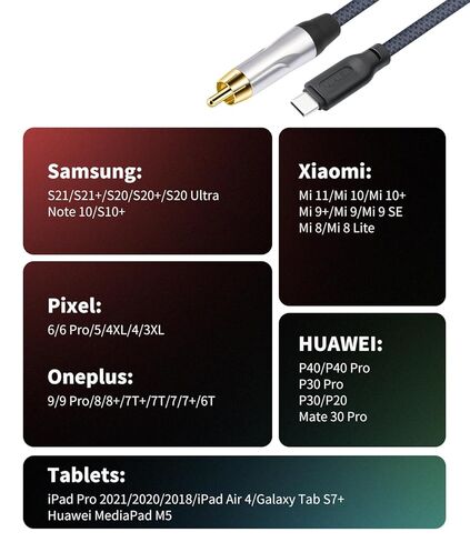 كابل USB c إلى محوري بطول 6 أقدام ذكر من النوع c إلى محول صوت محوري رقمي، يمكنه إخراج إشارات صوتية رقمية 32 بت/384 كيلو هرتز لمضخم الصوت dac amp Preamp in Kuwait