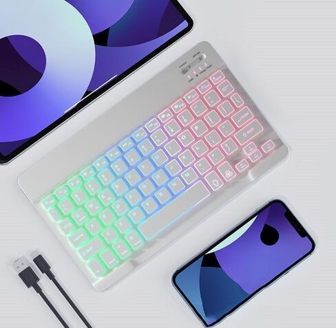 Wireless Bluetooth Keyboard with RGB Backlit, 7 Color Gradient Lighting, Portable Keyboard in Kuwait