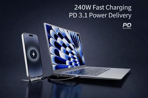 كابل بيانات KEMVEX 240 واط USB C إلى USB C مع حامل هاتف مدمج، سلك شحن سريع مجدول بزاوية 90 درجة، شاحن PD 3.1 لهاتف iPhone 15 16 17، iPad، MacBook، الكمبيوتر المحمول، 5FT in Kuwait