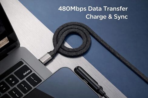 كابل بيانات KEMVEX 240 واط USB C إلى USB C مع حامل هاتف مدمج، سلك شحن سريع مجدول بزاوية 90 درجة، شاحن PD 3.1 لهاتف iPhone 15 16 17، iPad، MacBook، الكمبيوتر المحمول، 5FT in Kuwait