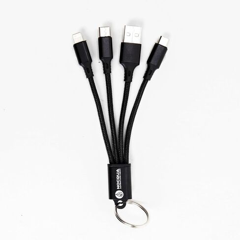 Nocqua 4-in-1 Multi Charging Cable – Fast Charging Cables for Multiple Devices Compatible with USB-C, Micro USB & Lightning Cable, Portable Multi Charging Cord for Phones, GPS and More, 5" Black in Kuwait