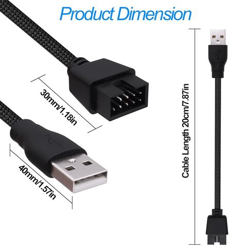 USB 2.0 to 9Pin Motherboard Header Adapter Cable USB Type A Male to 9 Pin Male Motherboard Data Cable Converter Extension Cord -20cm-2pcs in Kuwait
