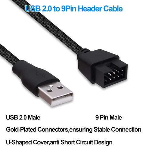 USB 2.0 to 9Pin Motherboard Header Adapter Cable USB Type A Male to 9 Pin Male Motherboard Data Cable Converter Extension Cord -20cm-2pcs in Kuwait