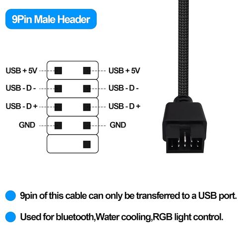 USB 2.0 to 9Pin Motherboard Header Adapter Cable USB Type A Male to 9 Pin Male Motherboard Data Cable Converter Extension Cord -20cm-2pcs in Kuwait