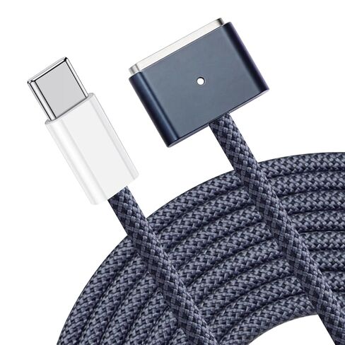 DERLULU USB-C إلى كابل شاحن مغناطيسي لجهاز MacBook Air & Pro (6.6 قدم/2 متر)، سلك معزز للشحن السريع لجهاز MacBook Air & Pro 2021-2026، منتصف الليل in Kuwait