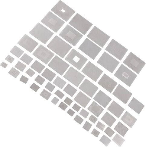Yctze 60 قطعة BGA Reballing Stencils، 304 مجموعة قوالب شبكة إعادة العمل من الفولاذ المقاوم للصدأ، استنسلات مواصفات واضحة لإصلاح شرائح الكمبيوتر، مثالية للوحة الأم للكمبيوتر المحمول المكتبي in Kuwait