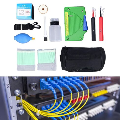 Haofy Fiber Optic Cleaning Kit 11 Pieces with 800+ Cycles Pen for SC FC ST LC MU Connectors - Solvent Free Anti Static Paper Replaceable Core for Field Tech Data Center Maintenance in Kuwait