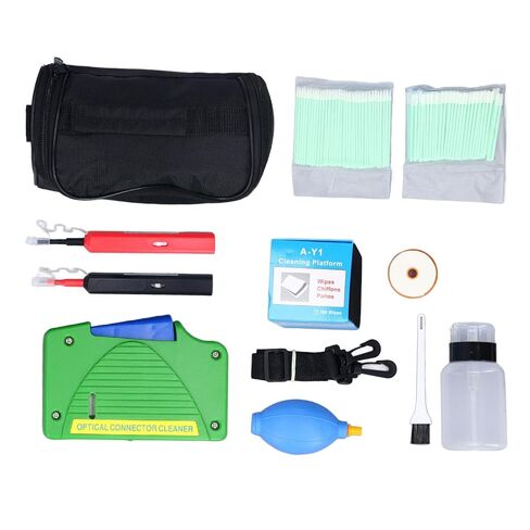 Haofy Fiber Optic Cleaning Kit 11 Pieces with 800+ Cycles Pen for SC FC ST LC MU Connectors - Solvent Free Anti Static Paper Replaceable Core for Field Tech Data Center Maintenance in Kuwait