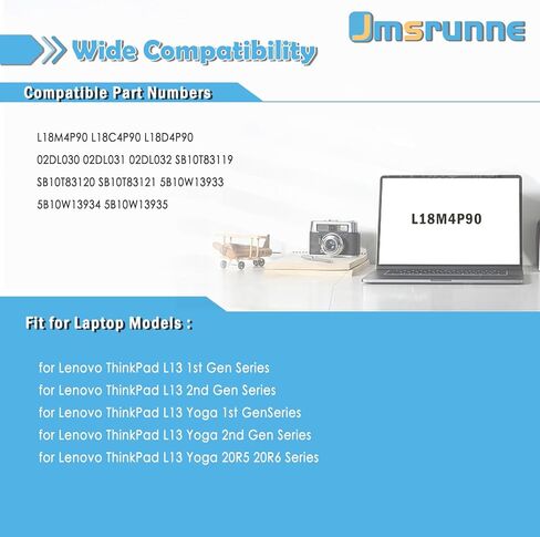 46Wh L18M4P90 L18D4P90 Laptop Battery for ThinkPad L13 Yoga 1st Gen 2nd Gen Series 02DL031 02DL030 SB10T83177 SB10T83120 SB10T83121 5B10W13934 SB10T83119 L18C4P90 15.36V in Kuwait
