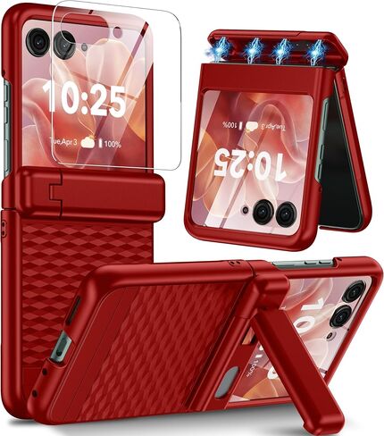 Magnetic for Motorola Razr+ Plus 2025 Case/Moto Razr+Plus 2024 Case [Hinge Protection＆Kickstand] [Built-in Screen Protector] Shockproof Slim Rugged Phone Case for Razr+ 2025/2024,Black in Kuwait