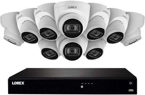 نظام Lorex Technology N4K3-1610WD 16 قناة 3 تيرابايت 4K Fusion NVR مع عشرة كاميرات IP قبة 4K (8MP) مع صوت استماع، رؤية ليلية 130 قدم، رؤية ليلية ملونة، 10 قبة in Kuwait