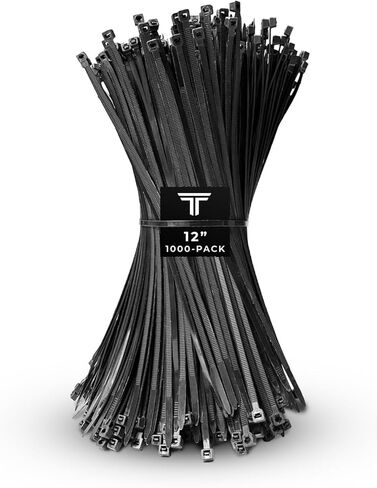 Premium 1000-Pack 12" Inch Black Nylon Zip Ties, 60 lbs, UV Resistant Cable Ties for Indoor & Outdoor in Kuwait