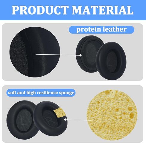Adhiper Q45 Replacement Earpads & Headband Replacement for Anker Soundcore Space Q45 Headphones,Protein Leather Ear Cushions Durability（Black） in Kuwait
