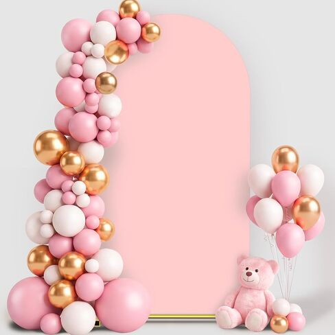7.2FT Wedding Arch Backdrop Cover, Pink Spandex Arch Covers Stretchy Backdrop for Wedding, Birthday, Party, Baby Shower, Ceremony Banquet Decoration in Kuwait
