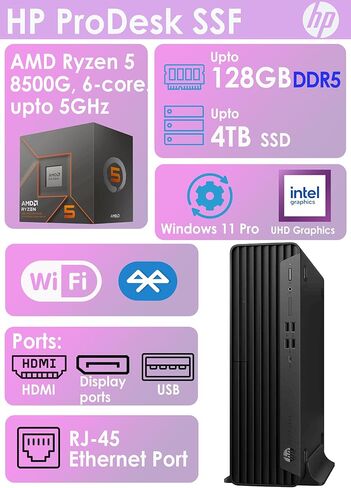 كمبيوتر مكتبي HP Elite SFF G9| معالج Ryzen 5 سداسي النواة بسرعة 5 جيجاهرتز (1.3 مرة أسرع من Intel i7-1255U) | رام DDR5 | واي فاي| بلوتوث| اتش دي ام اي، يو اس بي، RJ-45| نظام التشغيل Windows 11 Pro (ذاكرة وصول عشوائي سعة 64 جيجابايت ومحرك أقراص SSD سعة 1 ت in Kuwait