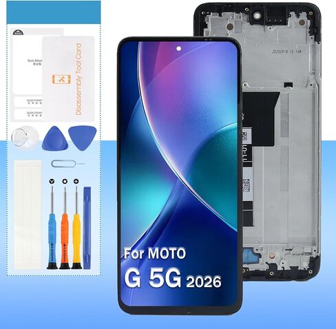 Yondista لـ Mototola Moto G 5G 2026 استبدال الشاشة XT2613-1 6.7 بوصة شاشة LCD تعمل باللمس مجموعة رقمنة - OEM - إطار أسود in Kuwait