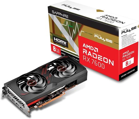 بطاقة رسومات SAPPHIRE Pulse Radion RX 7600 للألعاب سعة 8 جيجابايت GDDR6 11324-01-20G VD8509 in Kuwait