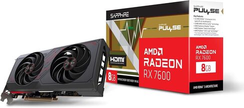بطاقة رسومات SAPPHIRE Pulse Radion RX 7600 للألعاب سعة 8 جيجابايت GDDR6 11324-01-20G VD8509 in Kuwait
