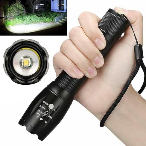 LED Flashlight 2 Pack, Bright Tactical Torch High Lumens with 5 Modes, Waterproof Zoomable Flash Light Pocket Flashlight, for Outdoor and Home Use (Batteries Not Included) in Kuwait
