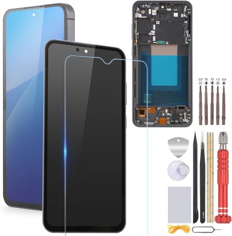 OLED Screen Replacement for Samsung Galaxy S24 FE 5G 6.7'' LCD Display for Samsung S24 FE 5G SM-S721B SM-S721U SM-S721W SM-S7210 SM-721N Touch Screen Digitizer Assembly with Installation Tools Black in Kuwait